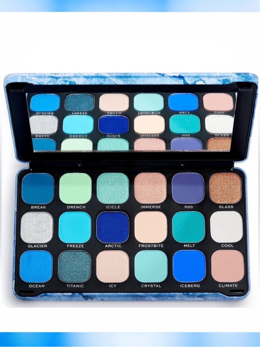 Makeup Revolution London Forever Flawless Eyeshadow Palette, Ice, 18 Shades NIB